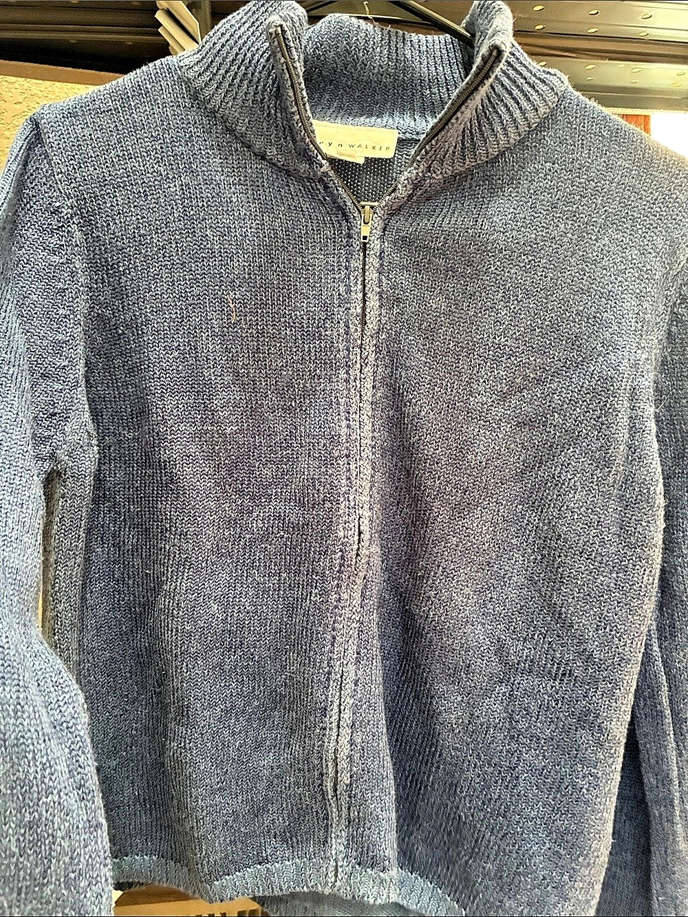 bryn WALKER Blue Cowl Neck Zip Sweater Size Small